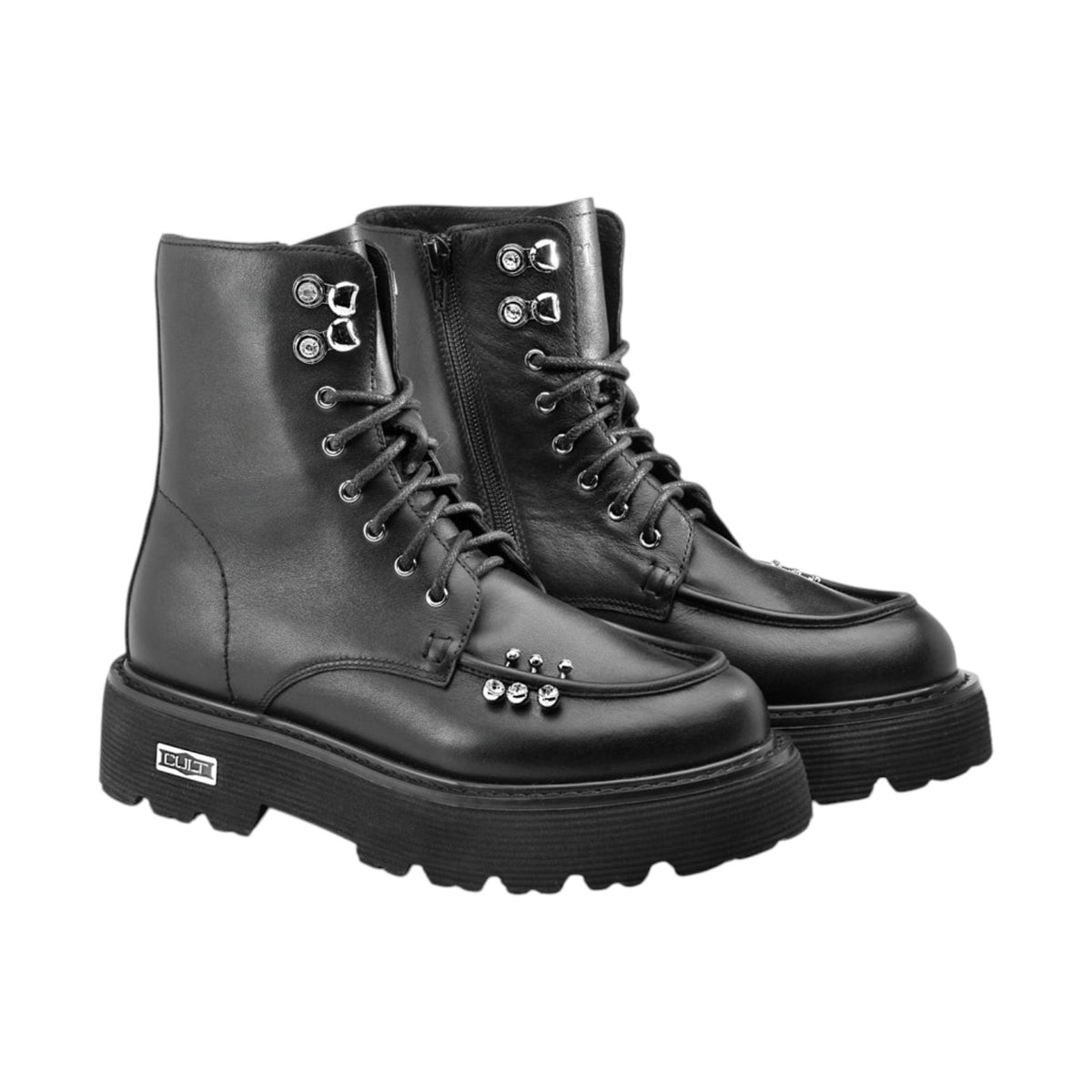 Cult Anfibio Donna in Pelle Nera con Strass e Borchie