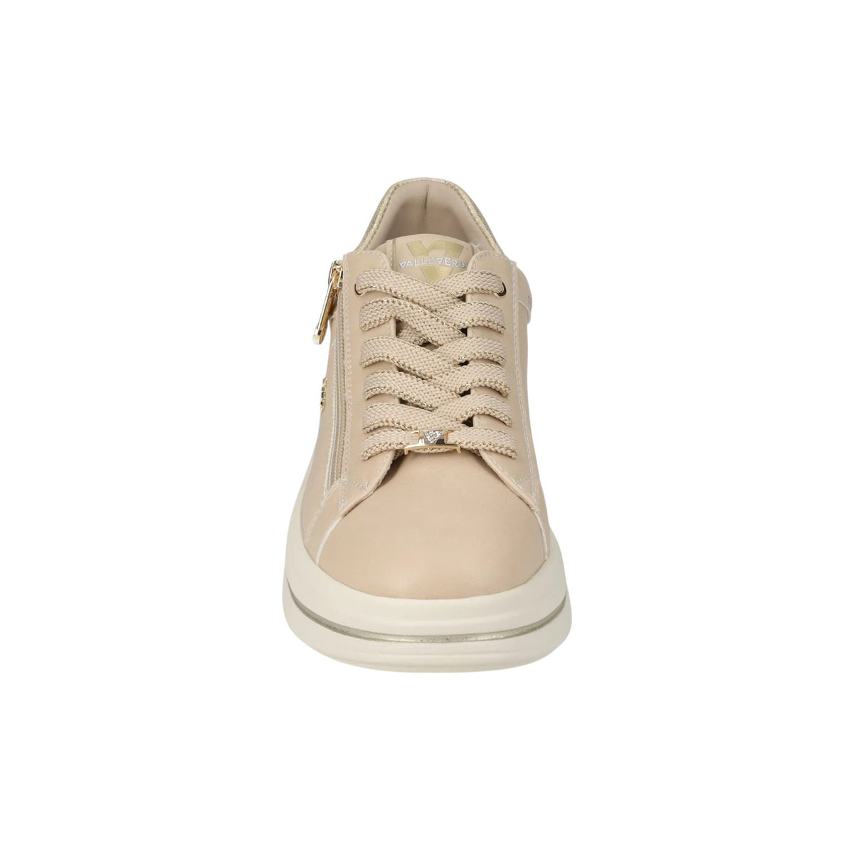 Valleverde Sneakers Donna in Ecopelle Crema con Lacci e Zip