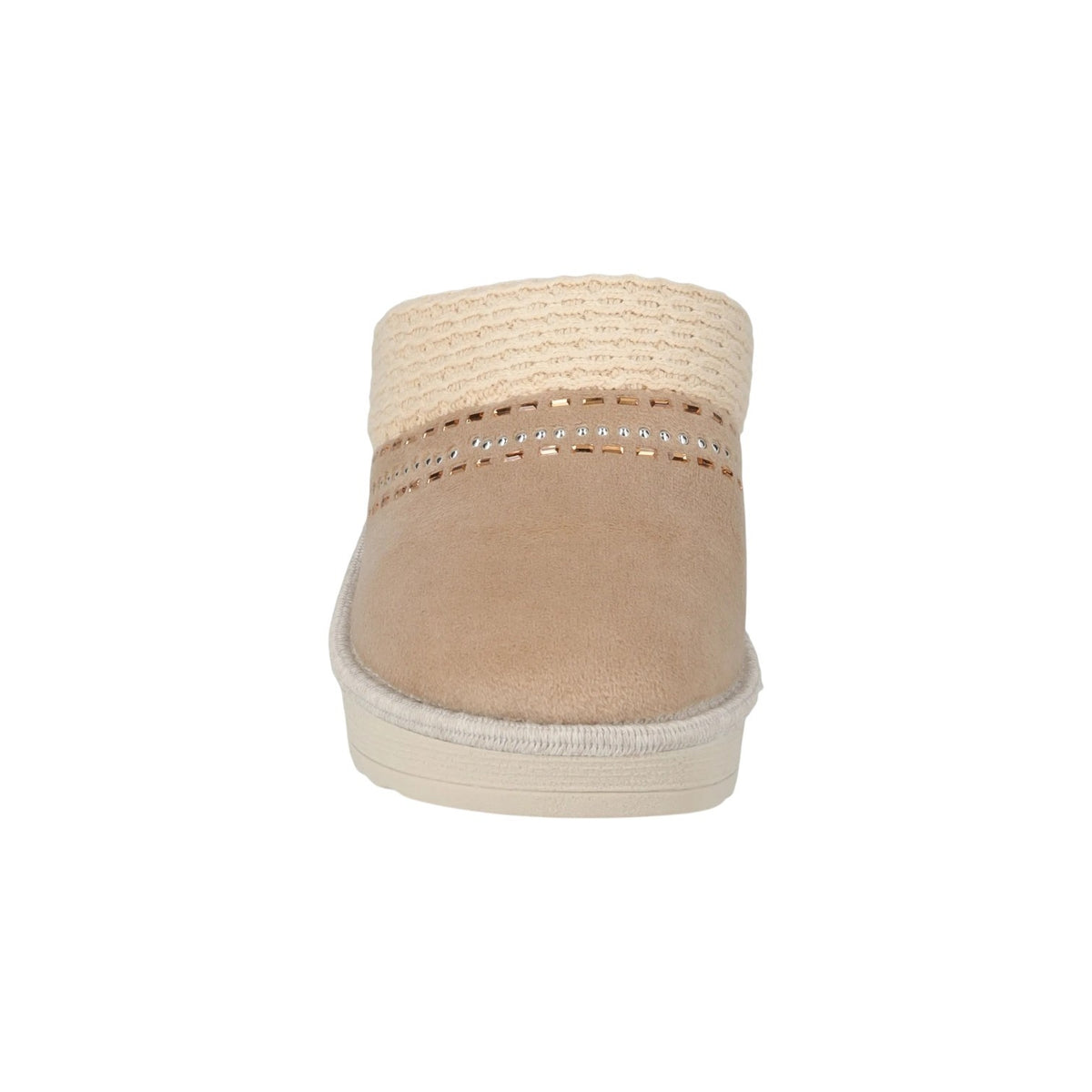 Valleverde Pantofola Donna Beige in Velluto con Zeppa Alta 50mm