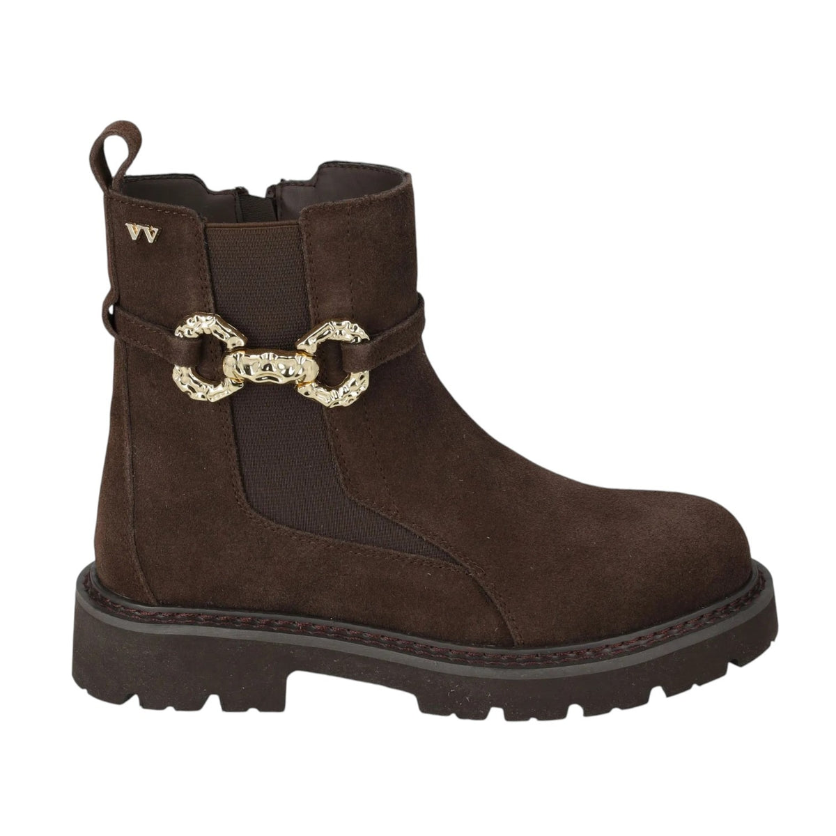 Valleverde Stivaletto Donna in Camoscio Marrone con Accessorio e Zip