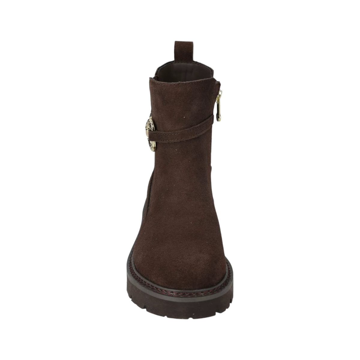 Valleverde Stivaletto Donna in Camoscio Marrone con Accessorio e Zip