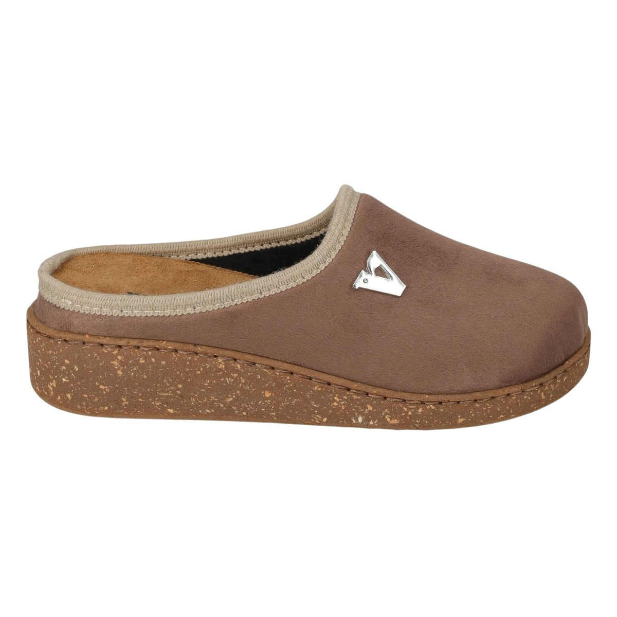 Valleverde Pantofola Donna in Velluto Tortora con Zeppa Alta 40mm