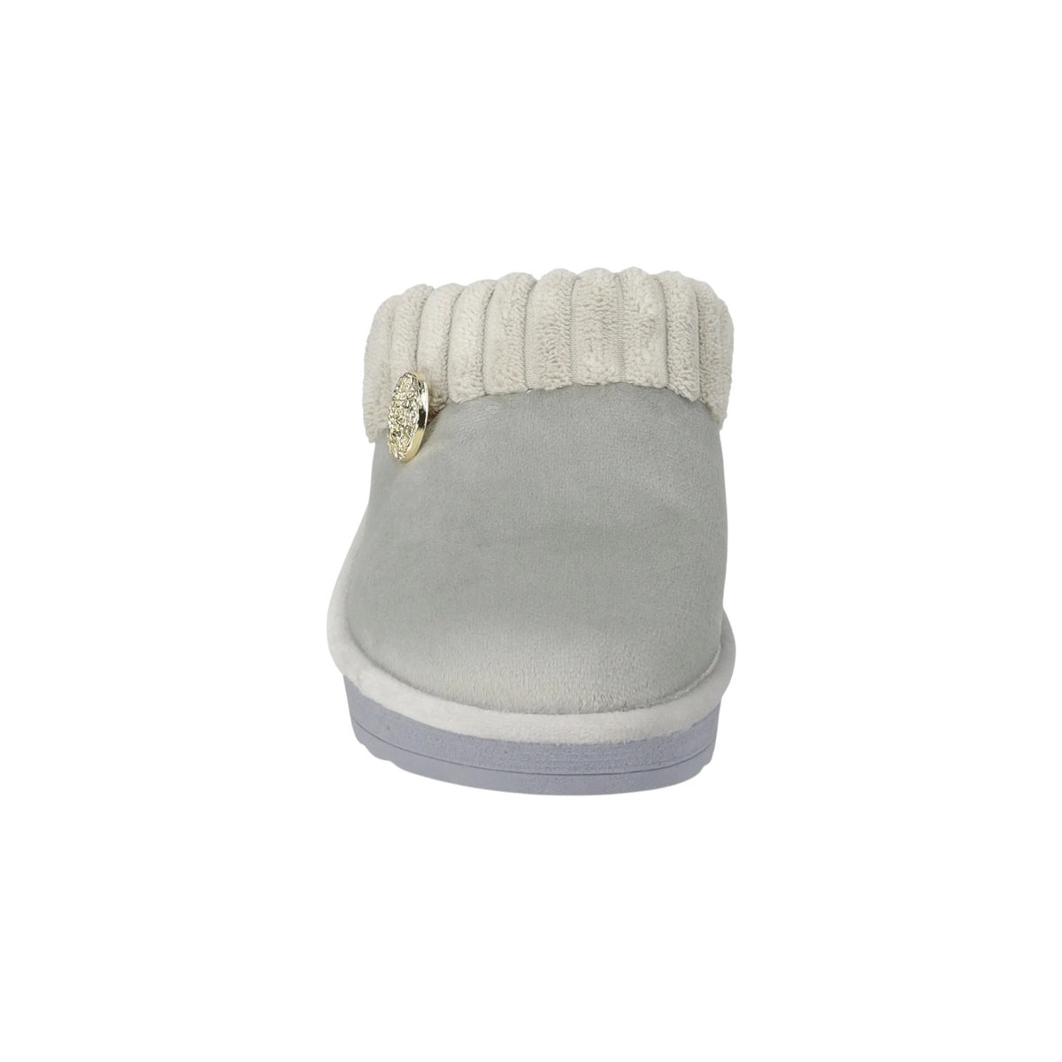 Valleverde Pantofola Donna in Velluto Grigio Effetto Plissé con Zeppa Alta 50mm