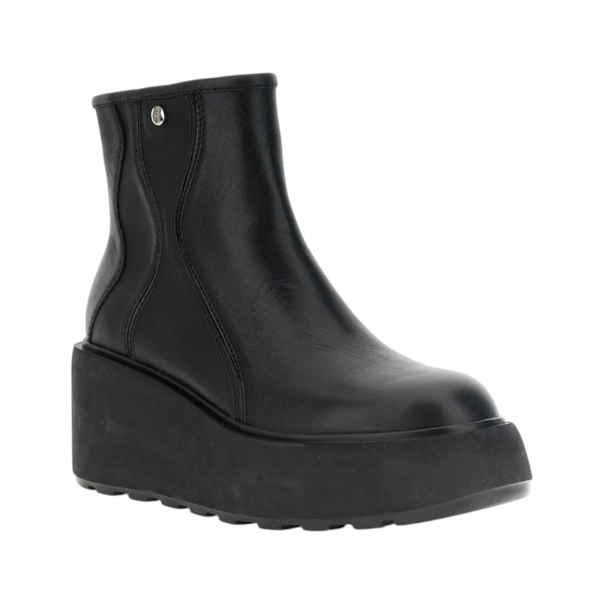 CafèNoir Stivaletto Donna in Pelle Nera con Zeppa Alta 80mm