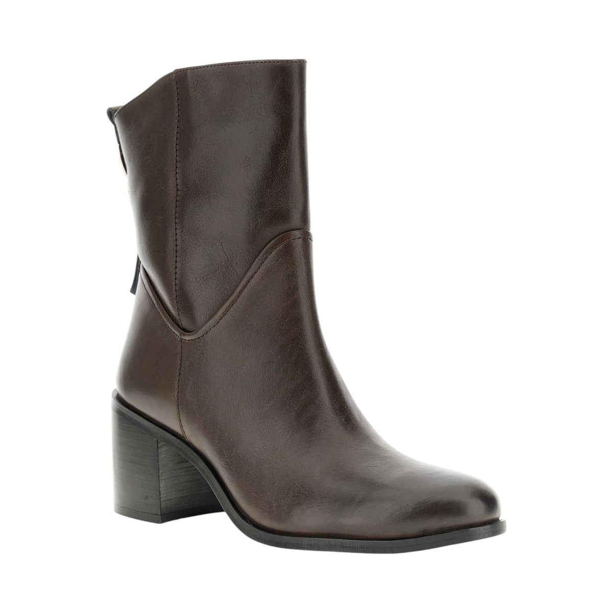 CafèNoir Tronchetto Donna in Pelle Moro con Tacco Largo Alto 75mm e Zip