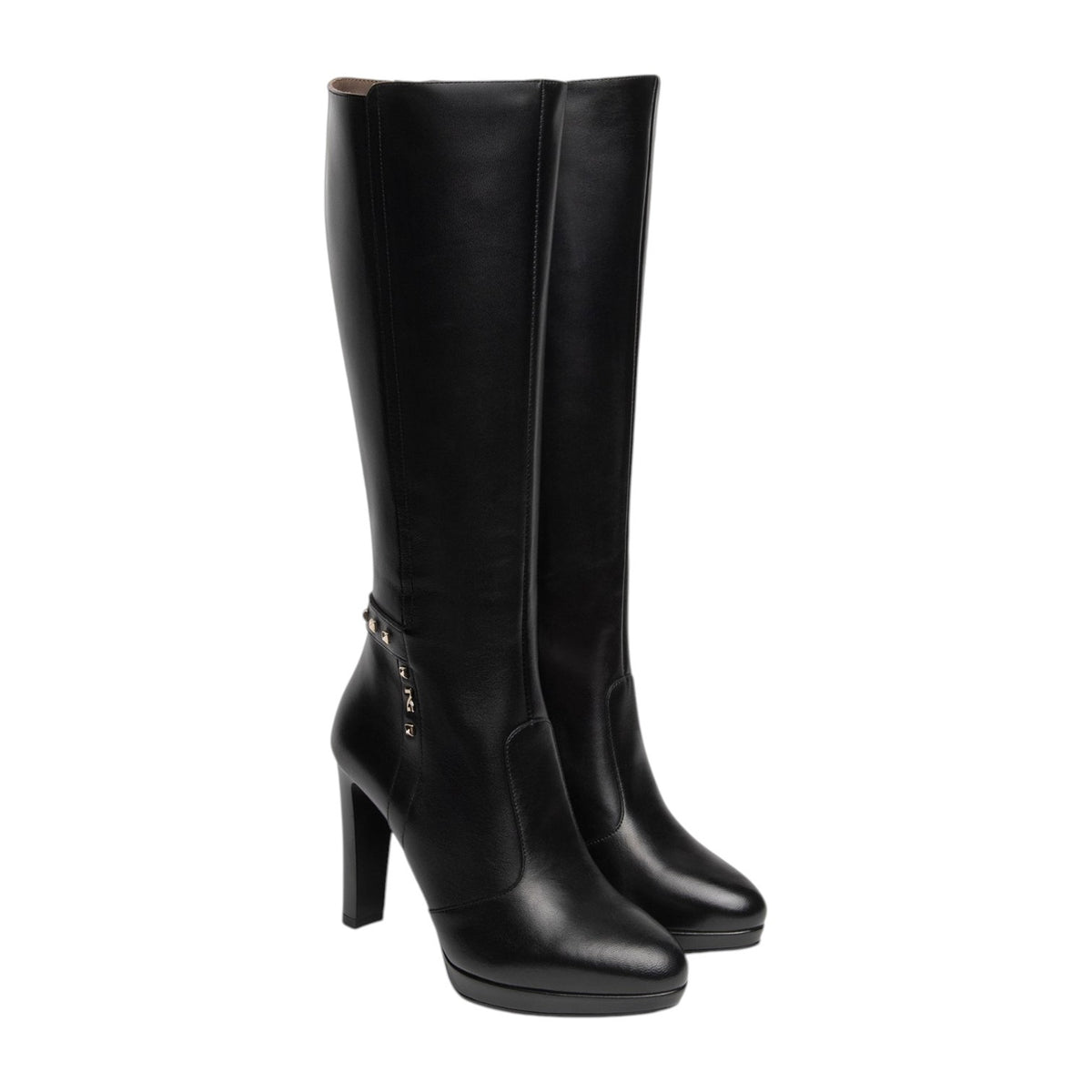 Nero Giardini Stivale Donna Nero in Pelle con Tacco Alto 100mm e Borchie