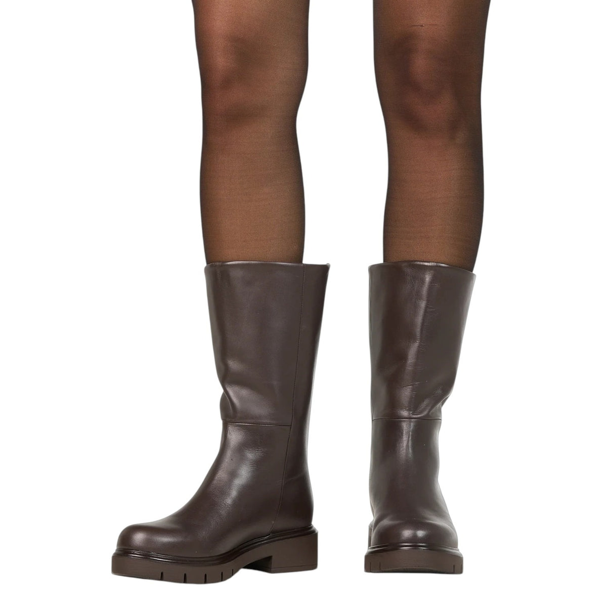 Albano Stivaletto Donna Alto Moro in Pelle con Tacco Largo 40mm