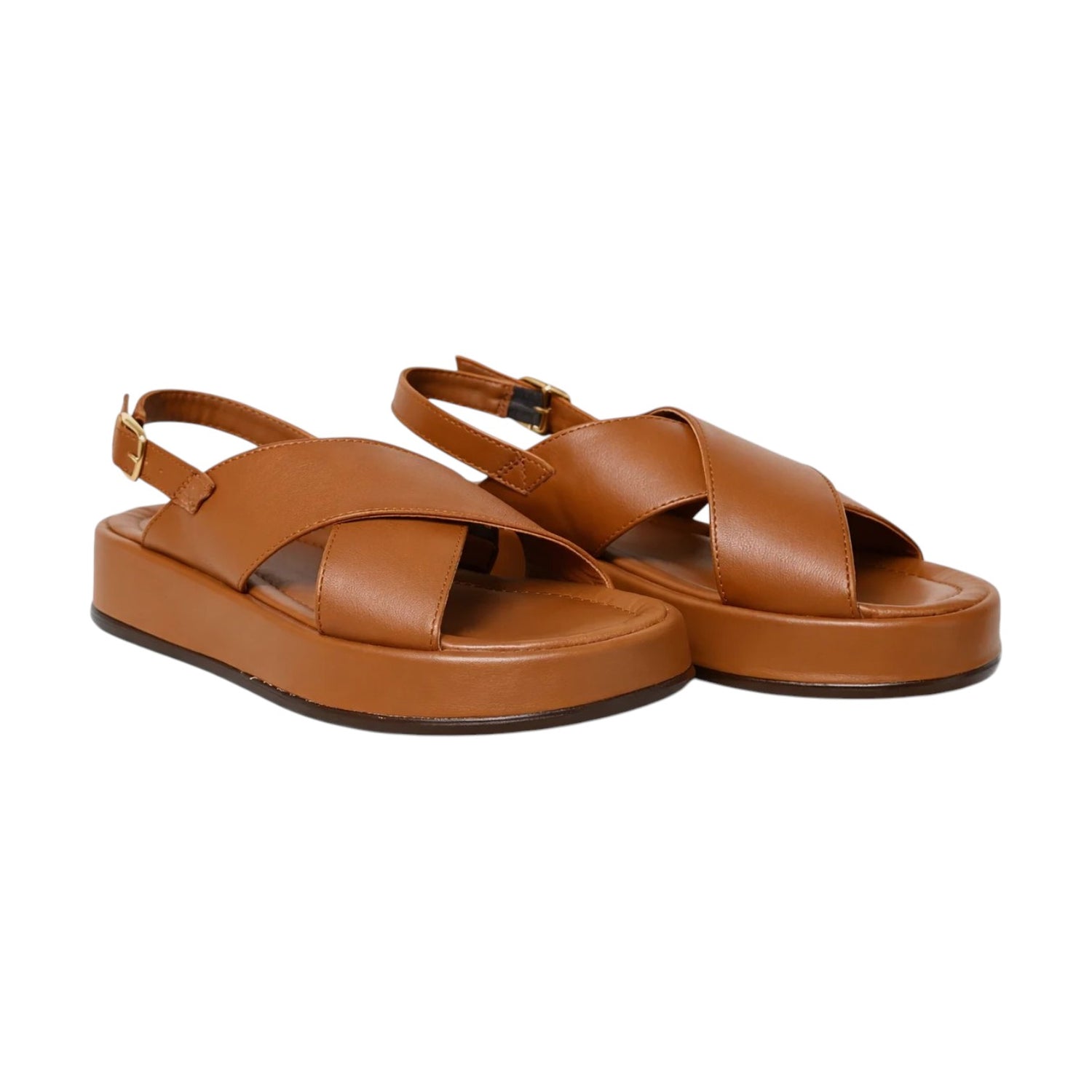 Francesco Brunelli Sandalo Platform Donna in Pelle Cuoio