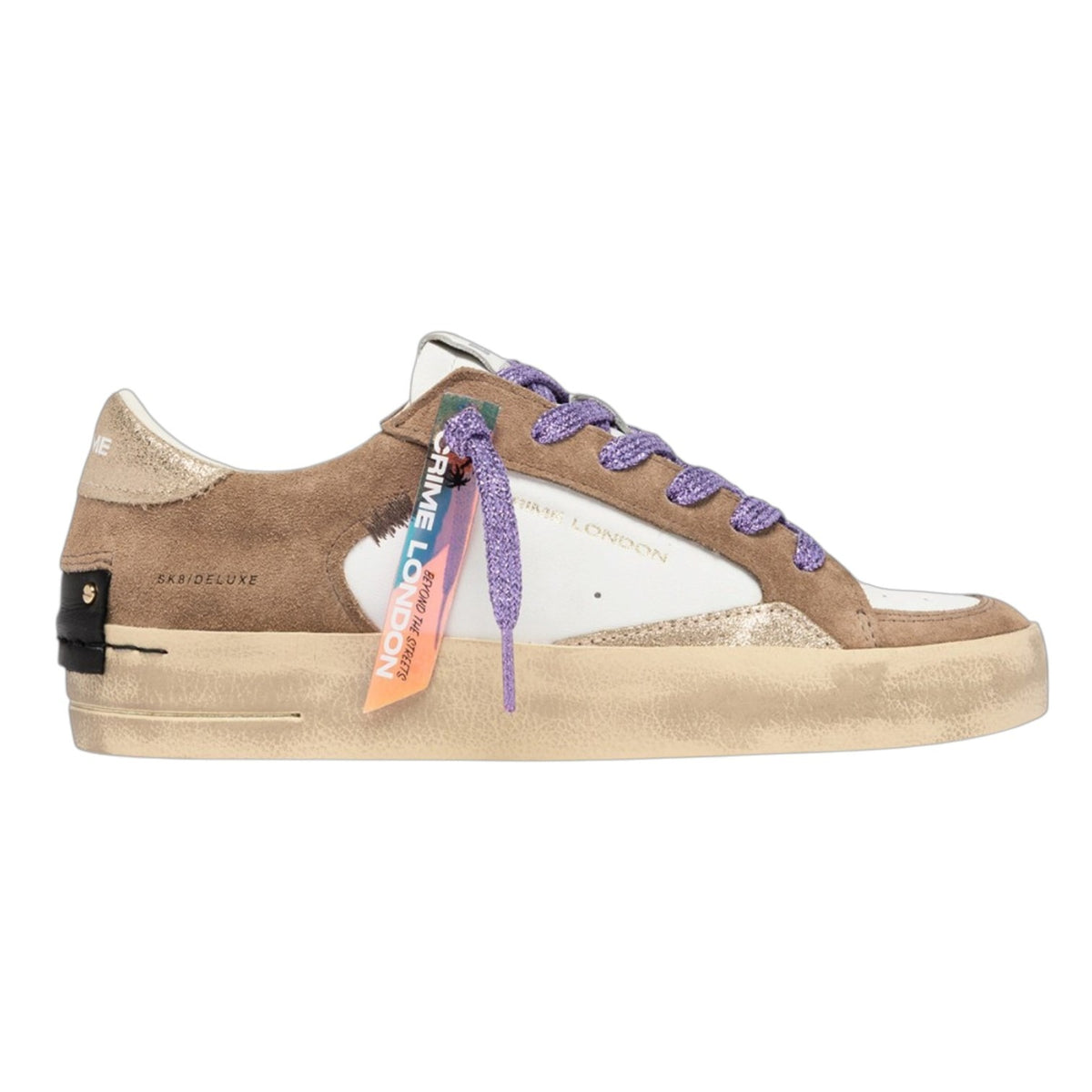 Crime London Sneakers Donna Bianco Tortora SKATE Toffee Lilac
