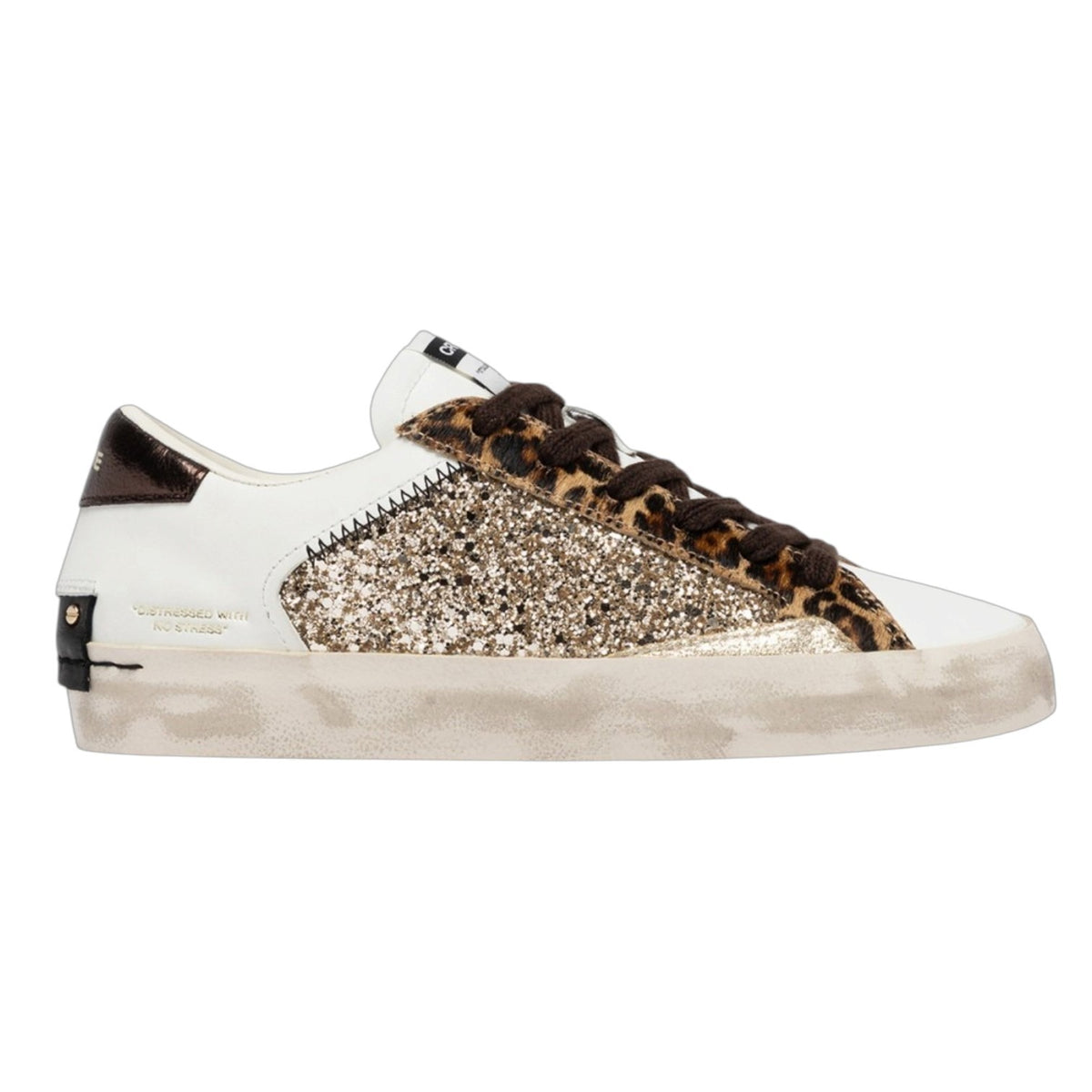 Crime London Sneakers Donna Bianco Leopardato Distressed Stradust