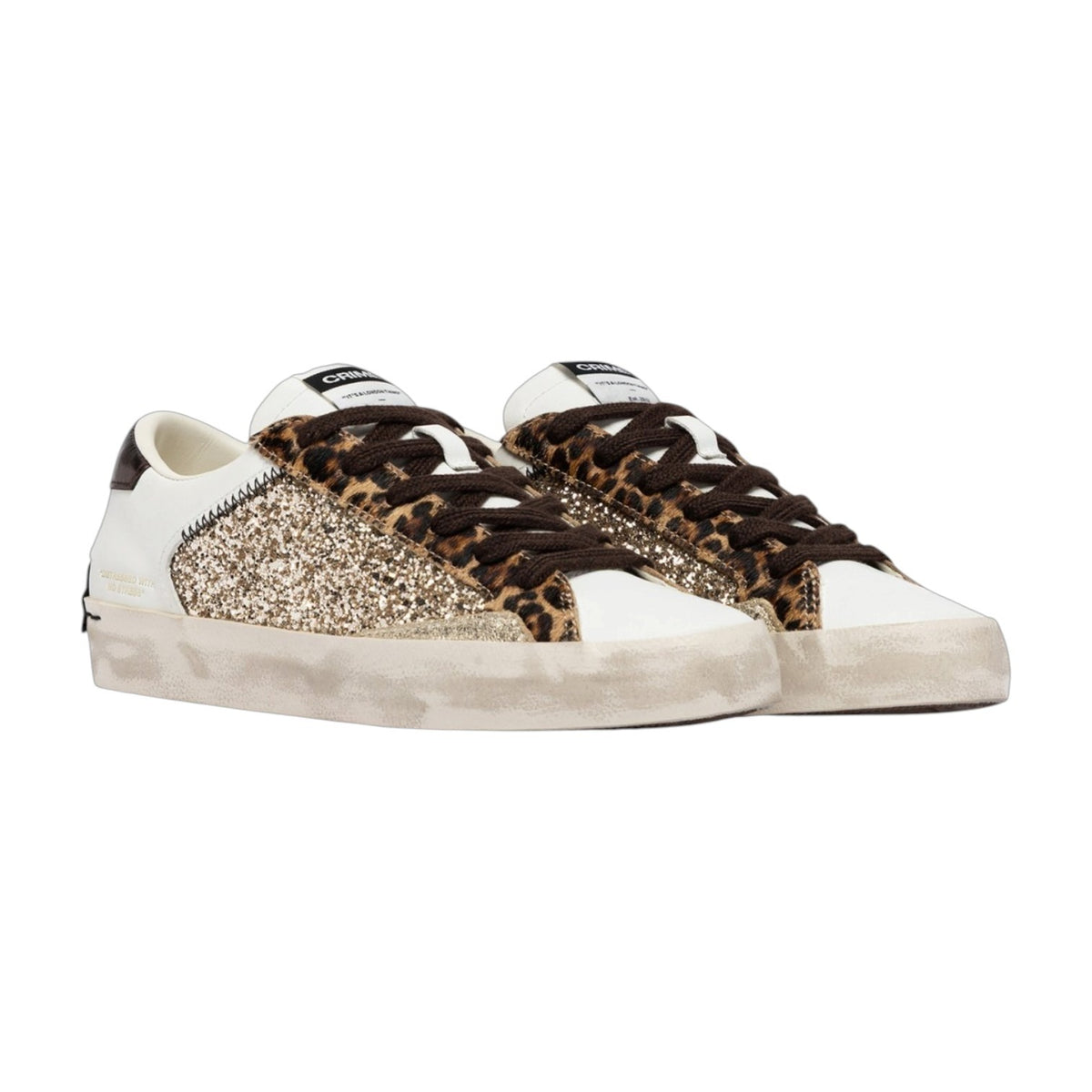 Crime London Sneakers Donna Bianco Leopardato Distressed Stradust