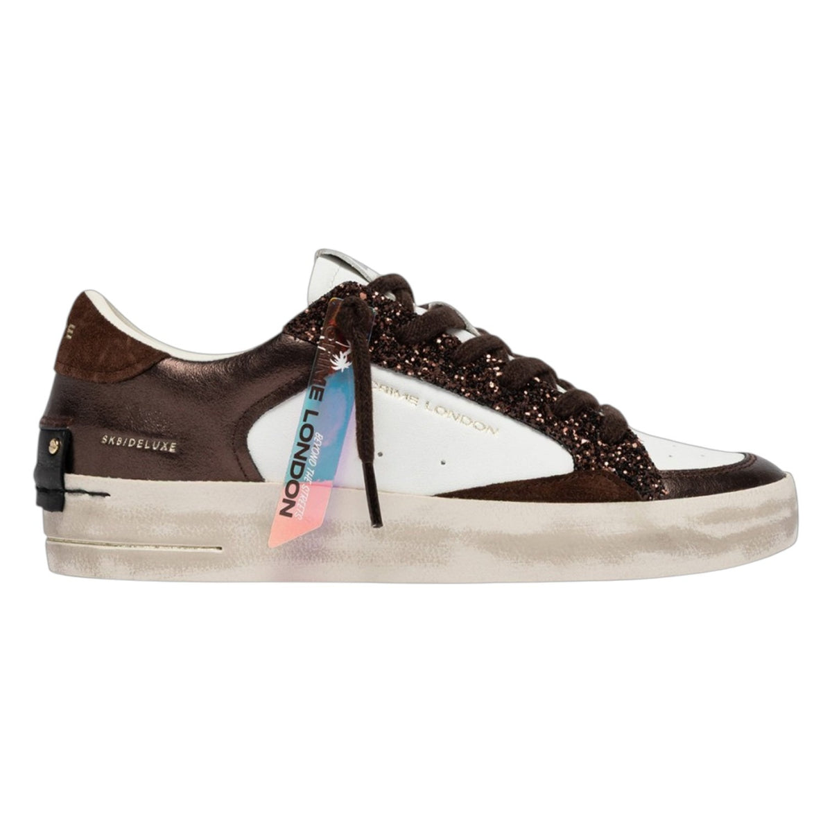 Crime London Sneakers Donna Bianco Marrone SKATE Cocoa Mist