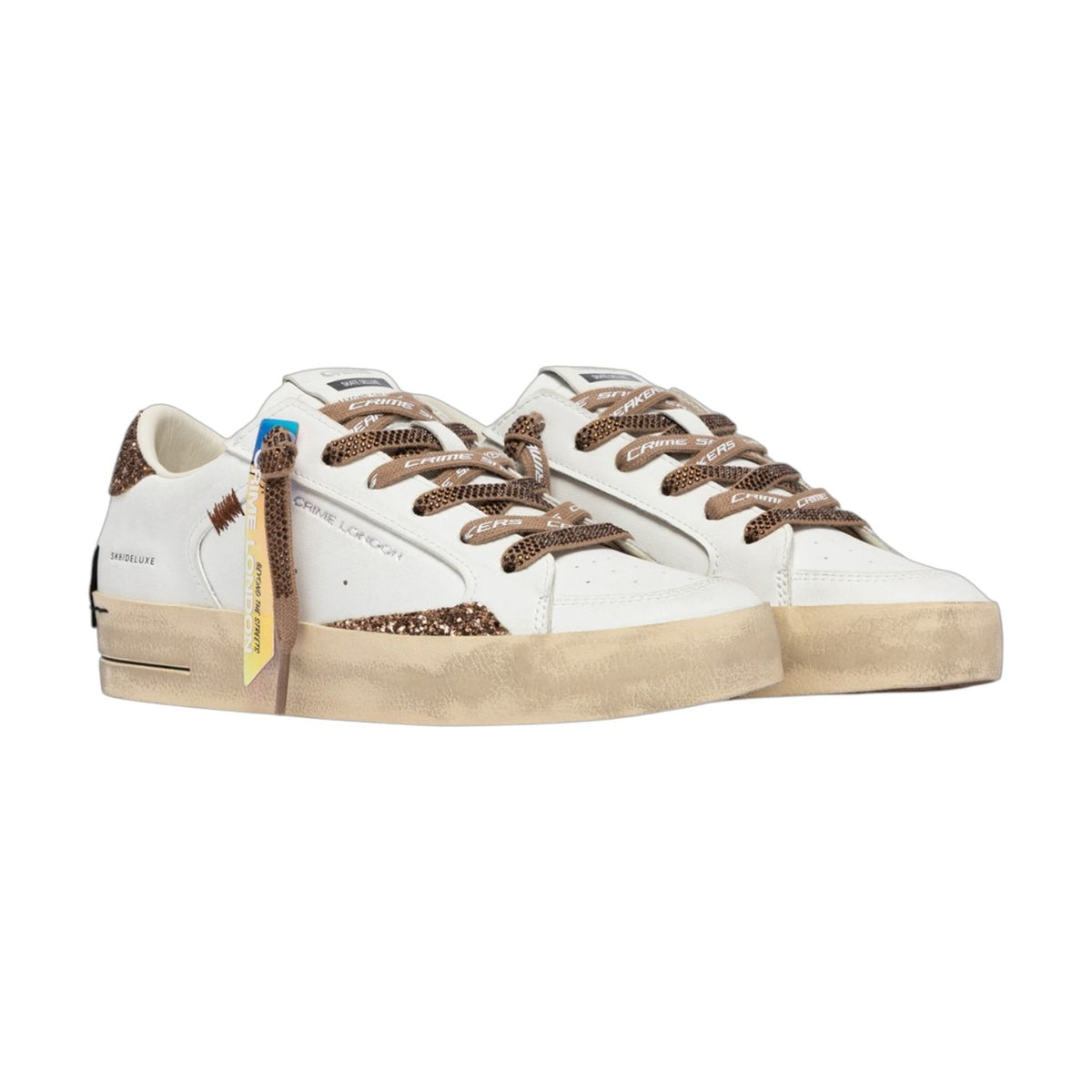 Crime London Sneakers Donna Bianco Bronzo SKATE Almond Drizzle