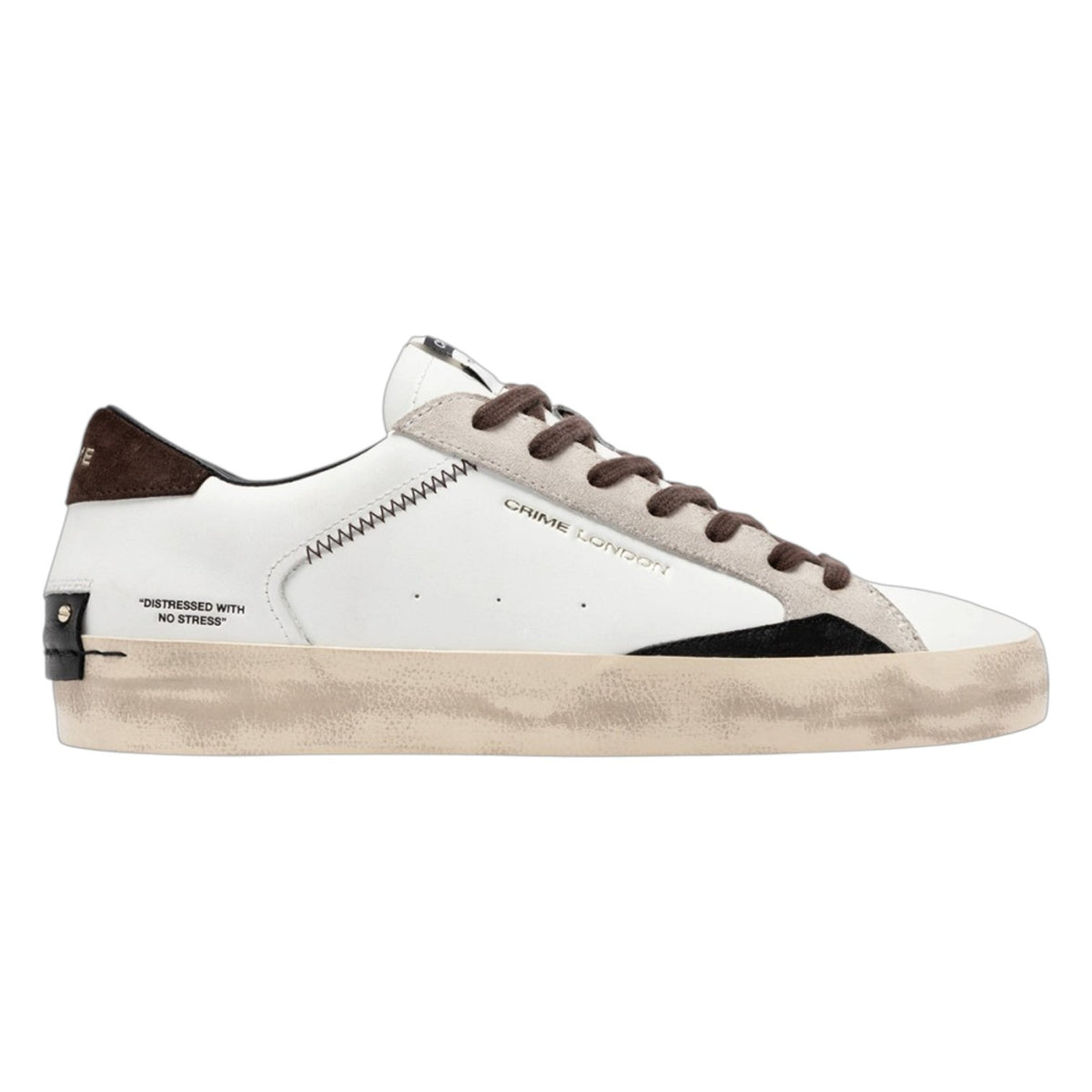 Crime London Sneakers Uomo Bianco Marrone Distressed City
