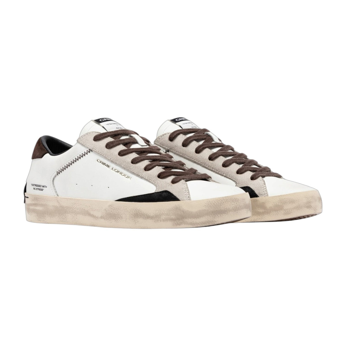 Crime London Sneakers Uomo Bianco Marrone Distressed City