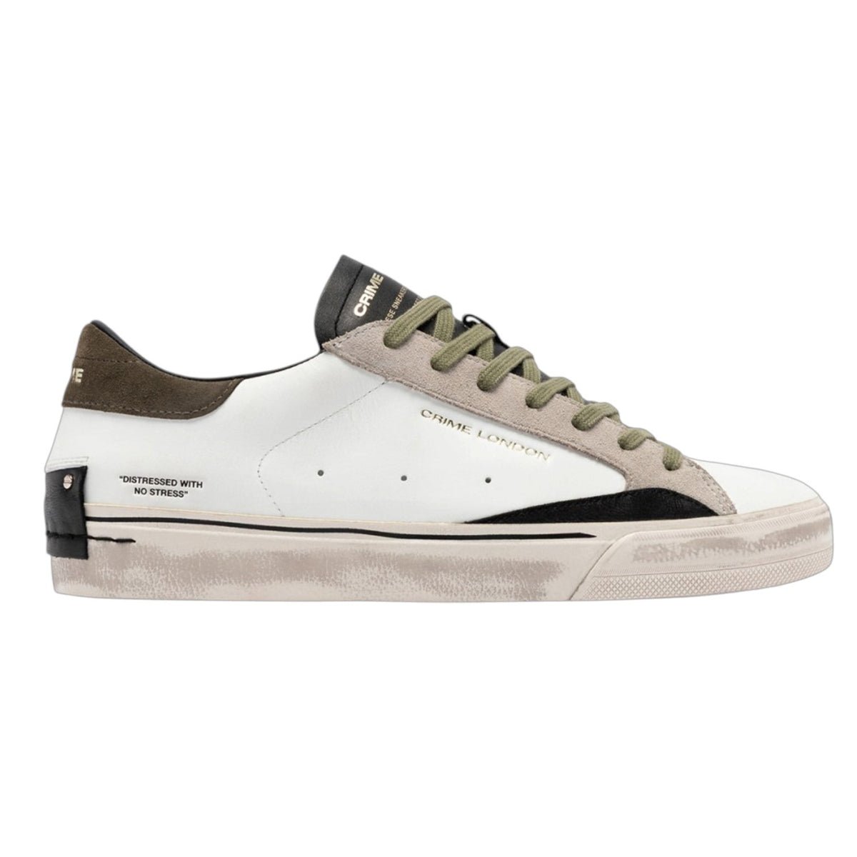 Crime London Sneakers Uomo Bianca Distressed 2.0 Light Green
