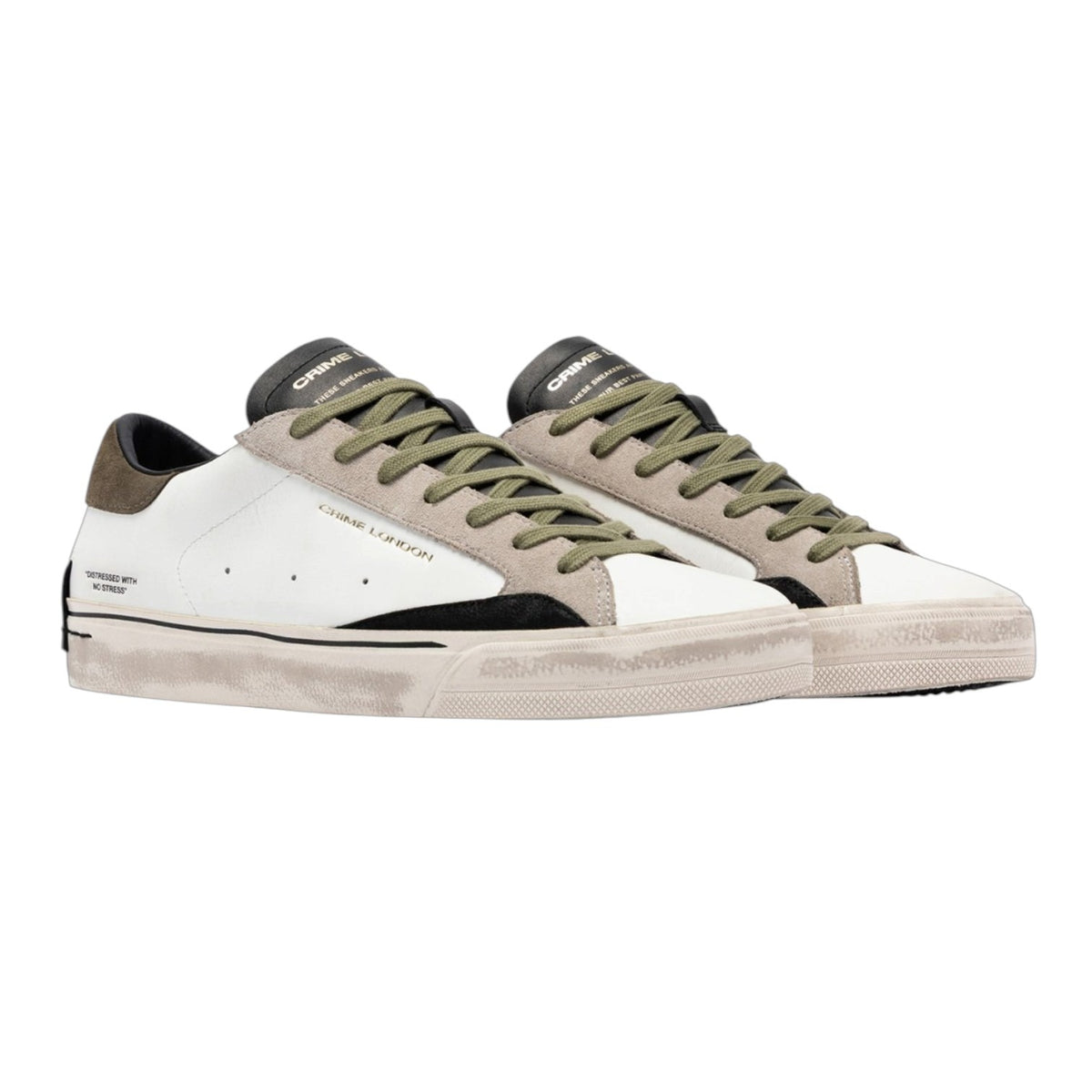 Crime London Sneakers Uomo Bianca Distressed 2.0 Light Green
