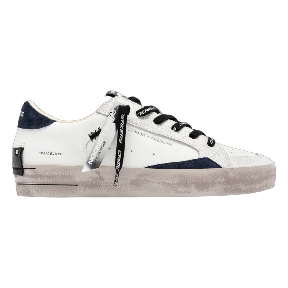 Crime London Sneakers Uomo Bianca Nero SKATE Blue Shadow