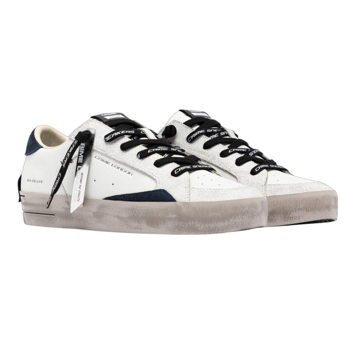 Crime London Sneakers Uomo Bianca Nero SKATE Blue Shadow