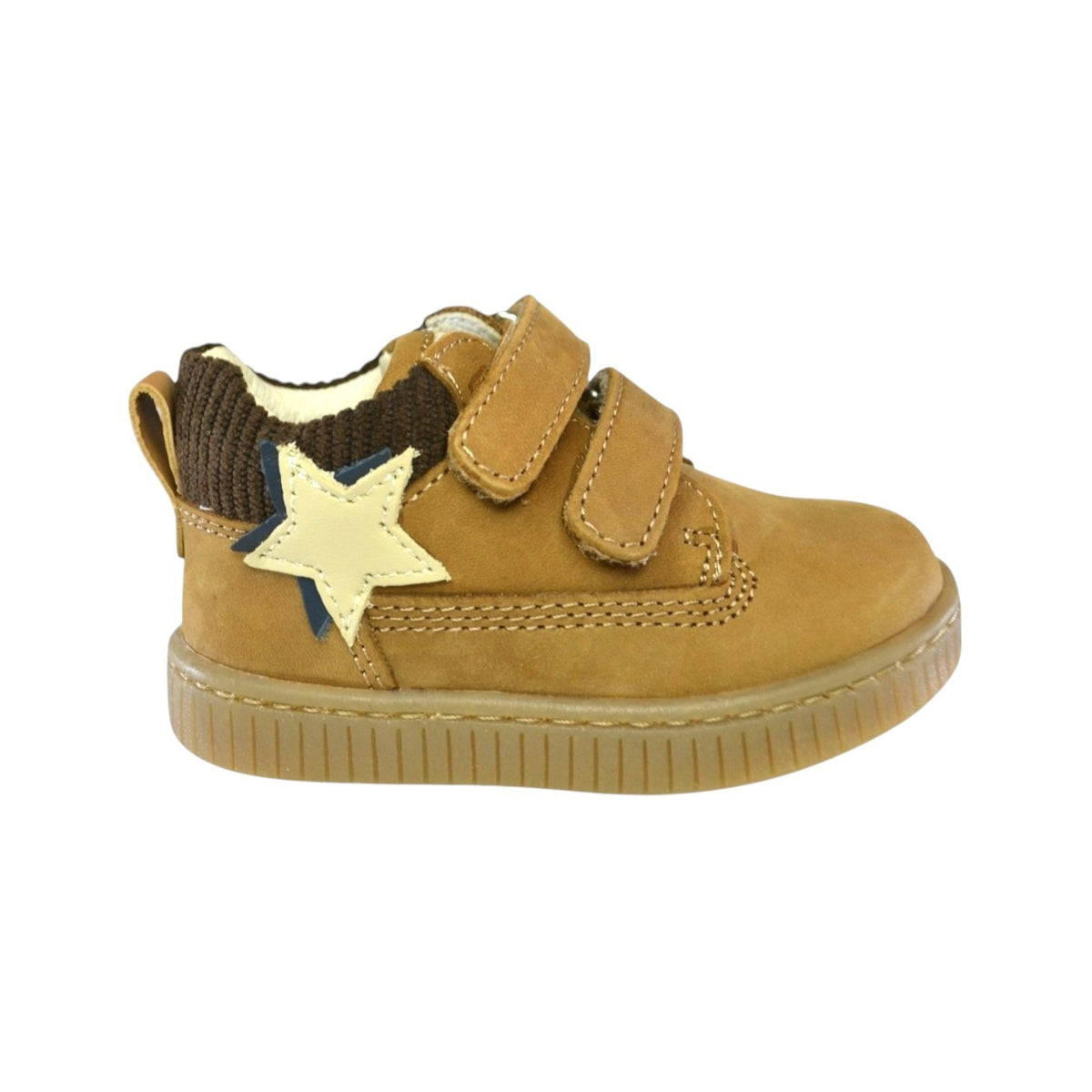 Balducci Sneakers Bambino in Pelle Ocra con Doppio Strappo
