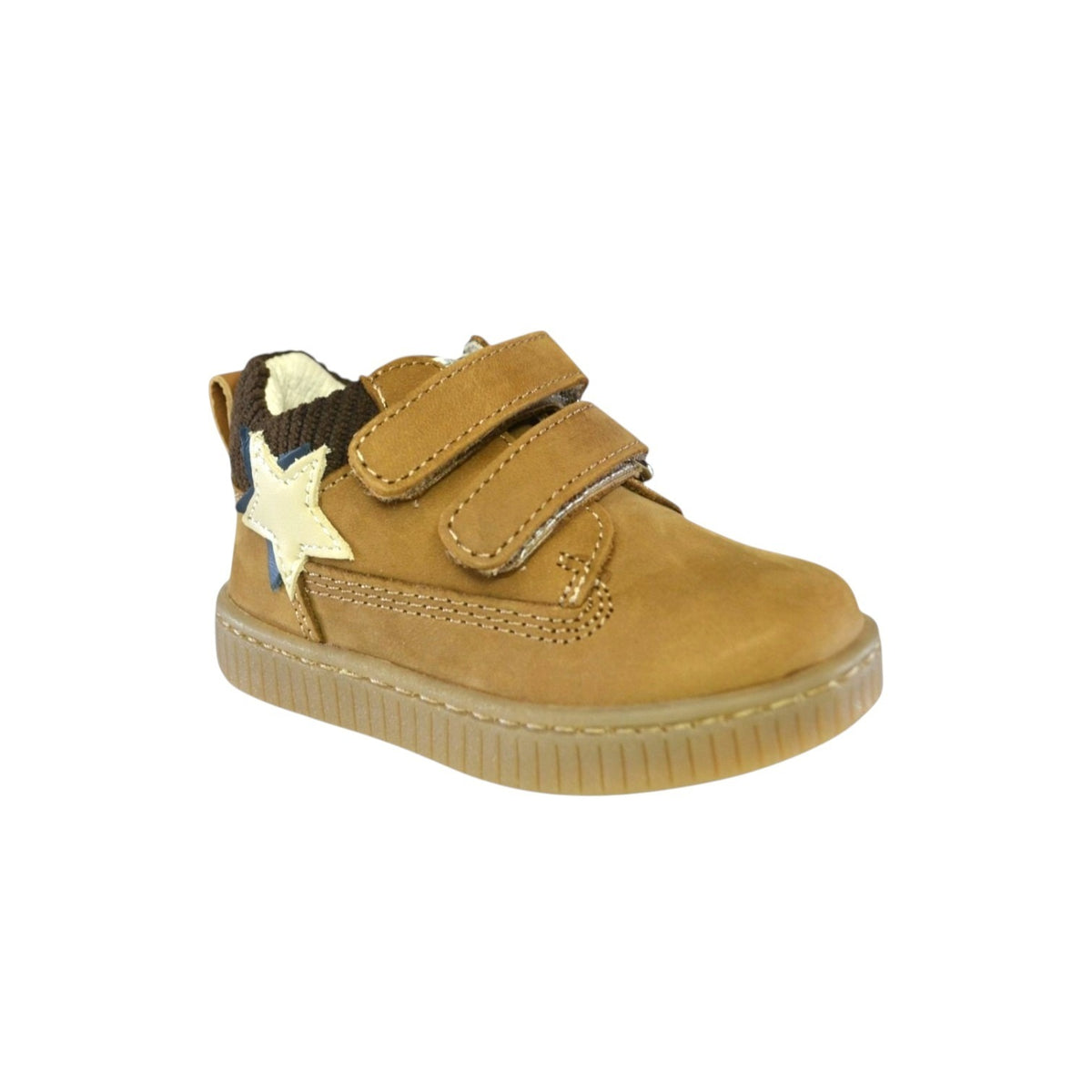 Balducci Sneakers Bambino in Pelle Ocra con Doppio Strappo
