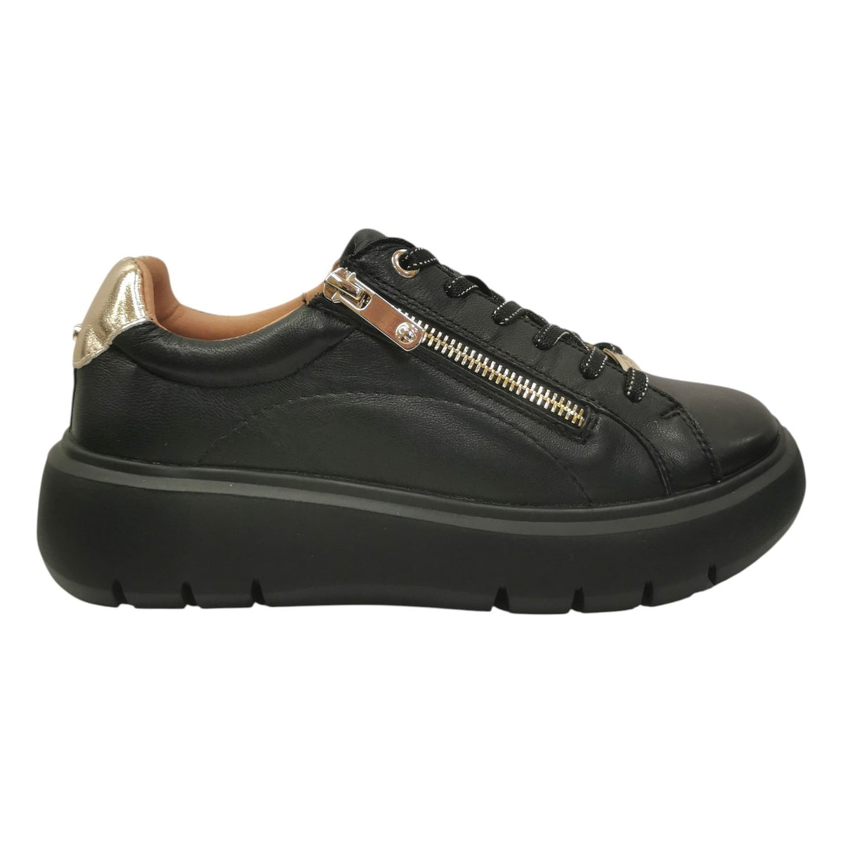 Impronte Sneakers Donna in Pelle Nero Oro