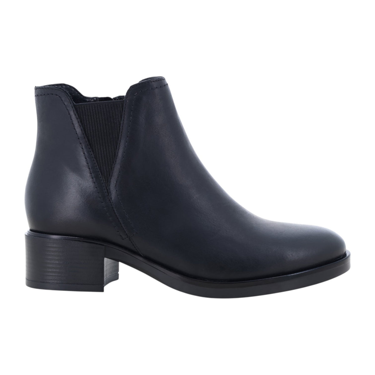 Melluso Stivaletto Donna in Pelle Nera con Elastico e Tacco Largo Alto 40mm