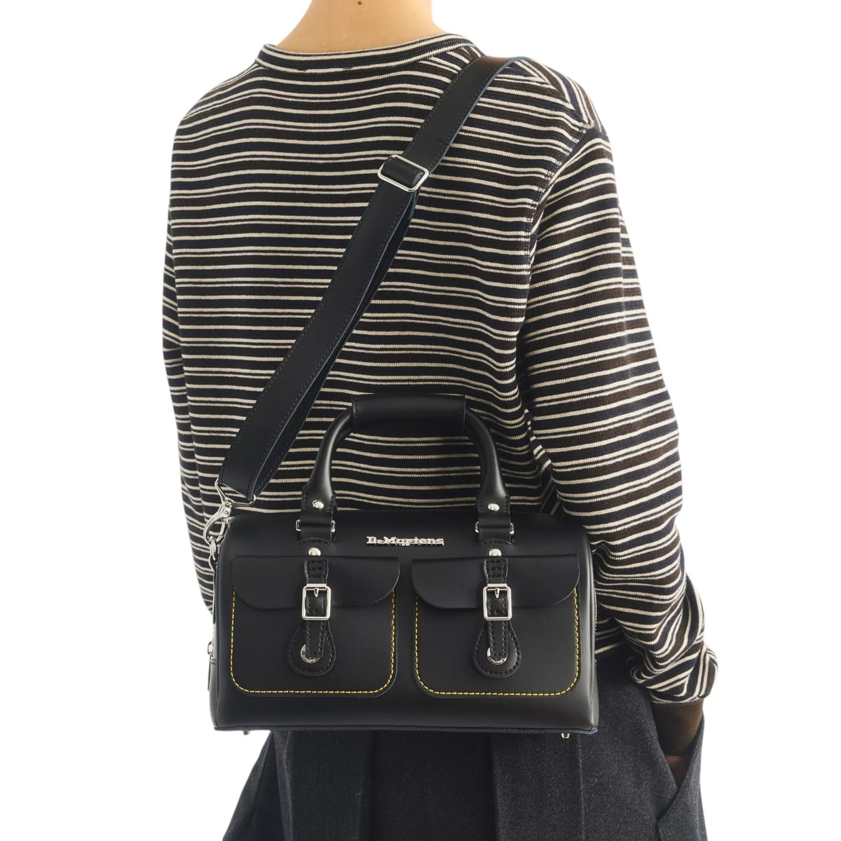 Dr. Martens Borsa a Mano Donna in Pelle Kiev Nera con Tracolla