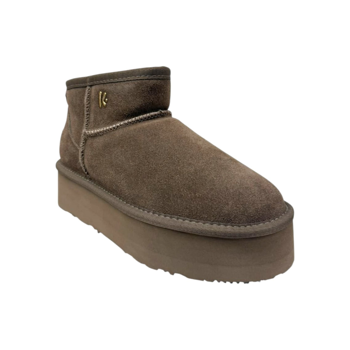 Keys Stivaletto Donna Tortora in Camoscio con Pelliccia