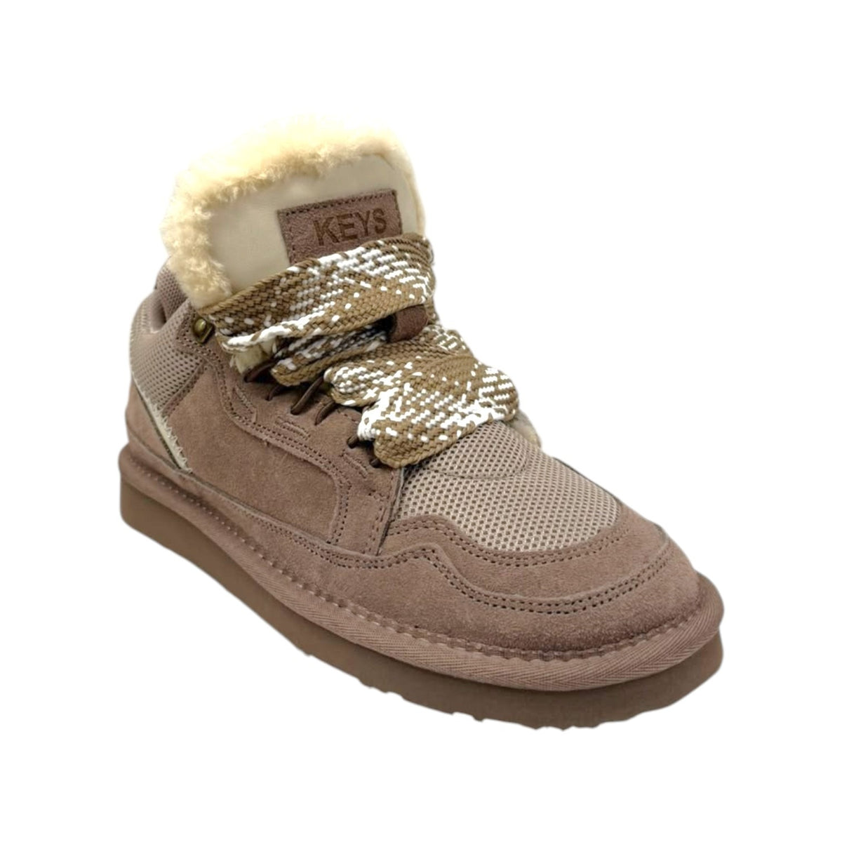 Keys Sneakers Donna in Camoscio Tortora con Ecopelliccia