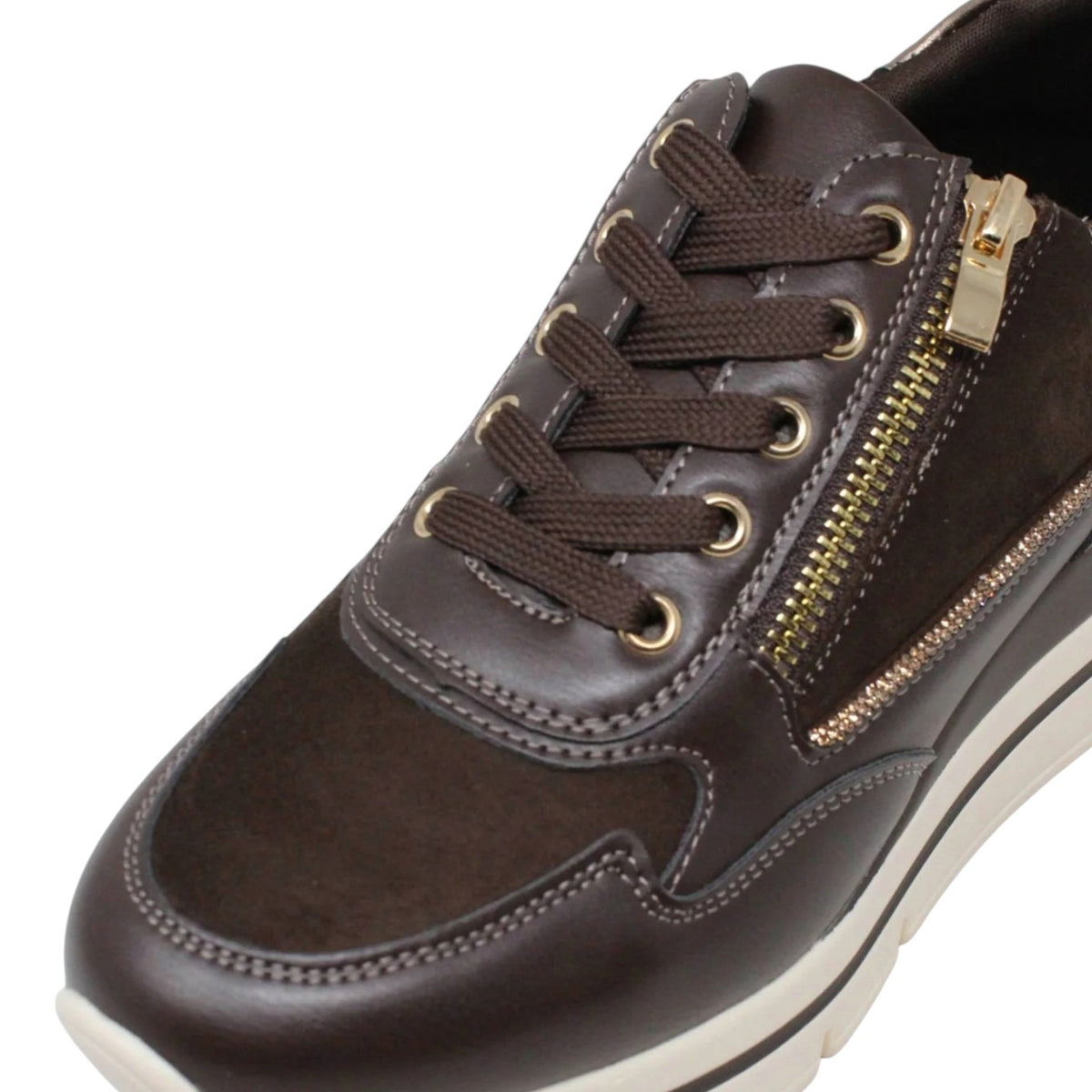 Susimoda Sneakers Donna Marrone con Zip Laterale e Zeppa Alta 60mm