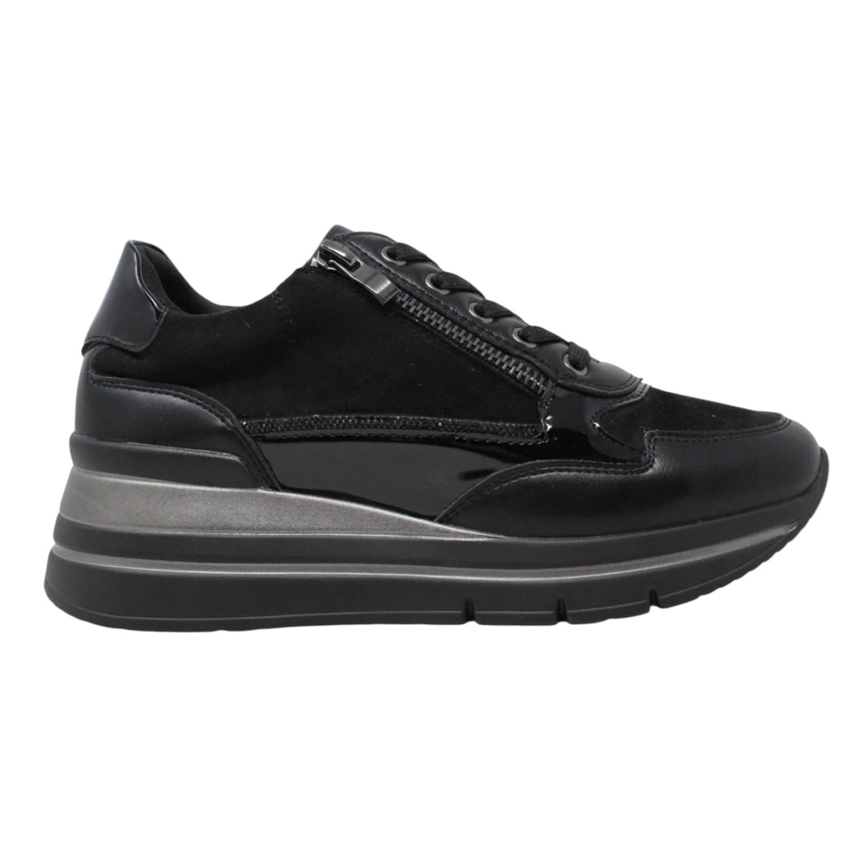 Susimoda Sneakers Donna Nera con Zip Laterale e Zeppa Alta 60mm