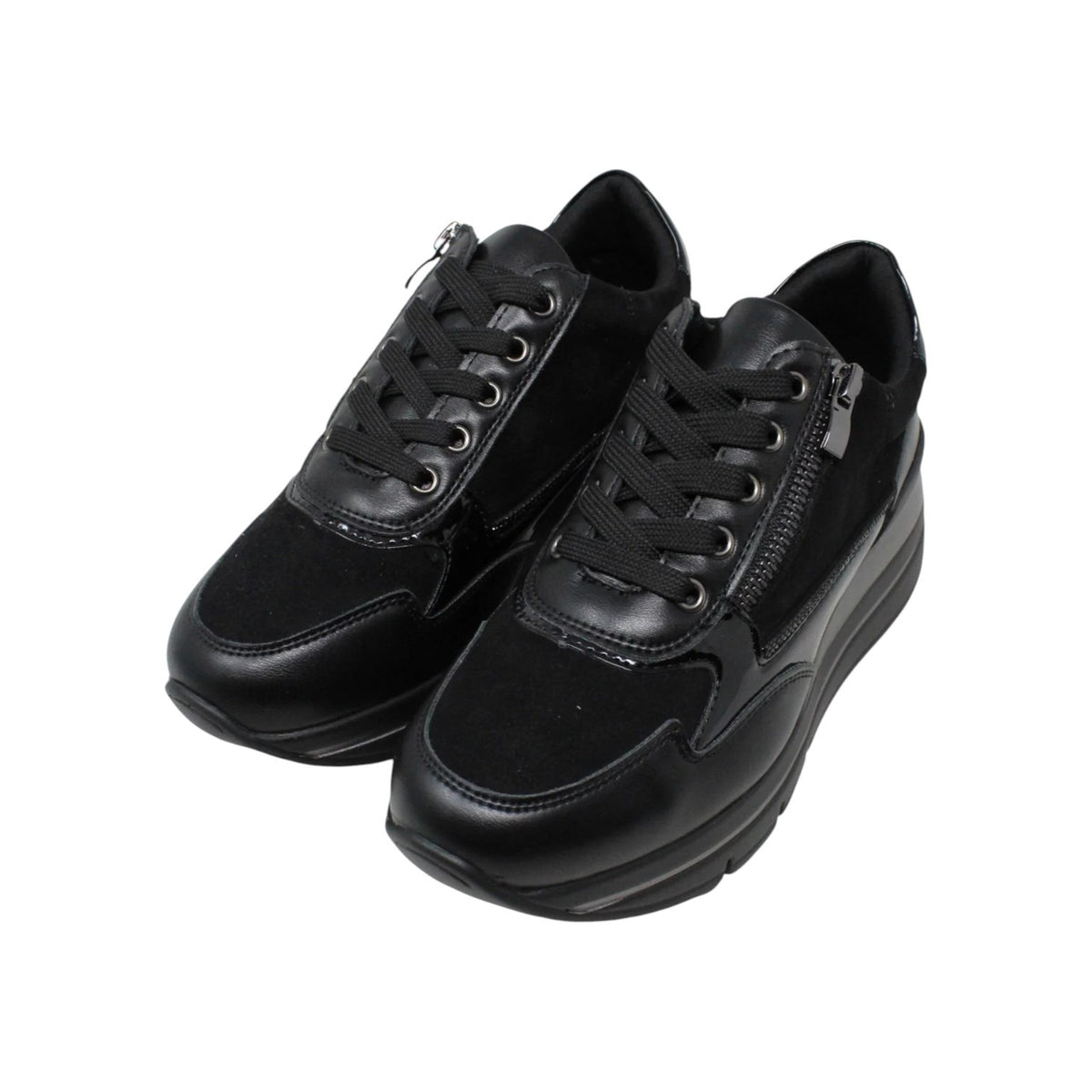 Susimoda Sneakers Donna Nera con Zip Laterale e Zeppa Alta 60mm