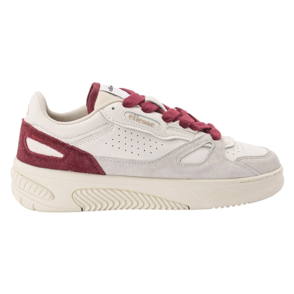 Ellesse Sneakers Donna in Pelle e Camoscio Bianco Vino