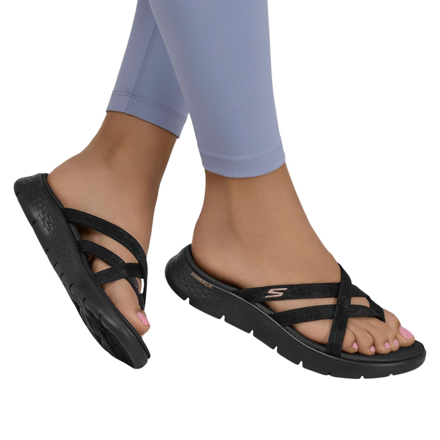 Skechers Infradito Donna Nero Go Walk Flex Sandal - Ssselena