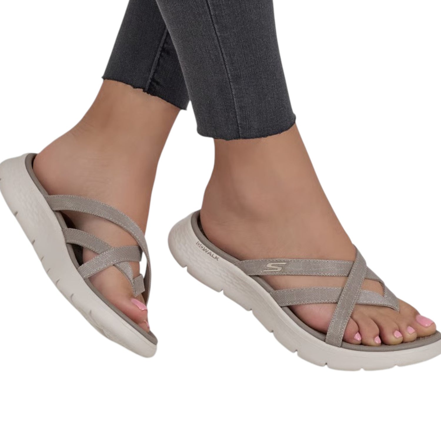 Skechers Infradito Donna Tortora Go Walk Flex Sandal - Ssselena