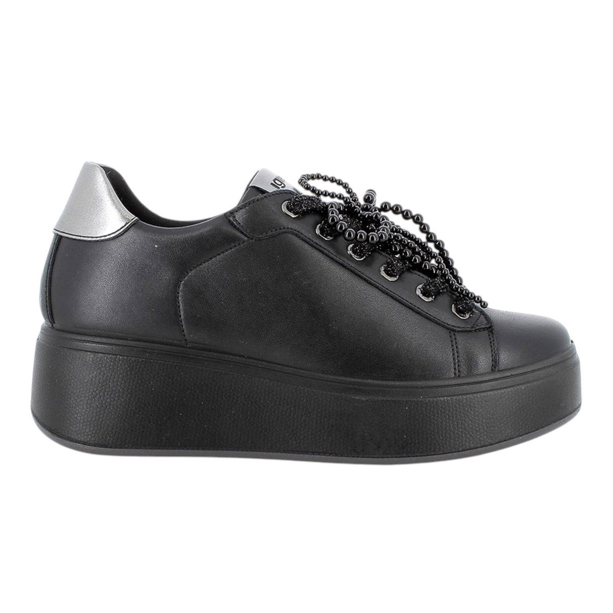 Igi&Co Sneakers Donna Platform in Pelle Nera con Accessorio