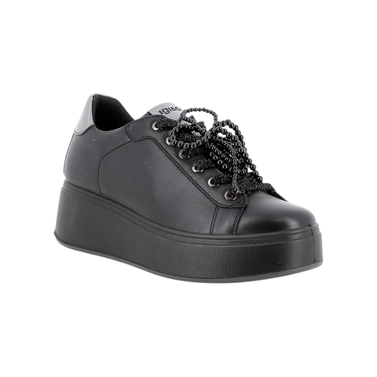Igi&Co Sneakers Donna Platform in Pelle Nera con Accessorio