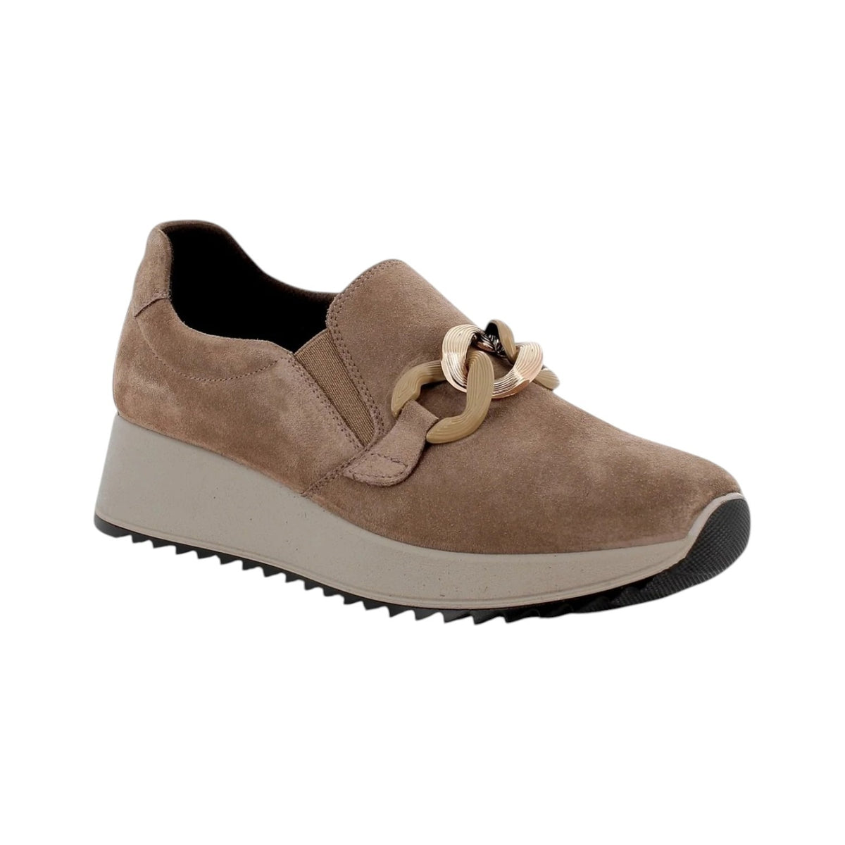 Enval Soft Mocassino Donna Fango in Camoscio con Catena
