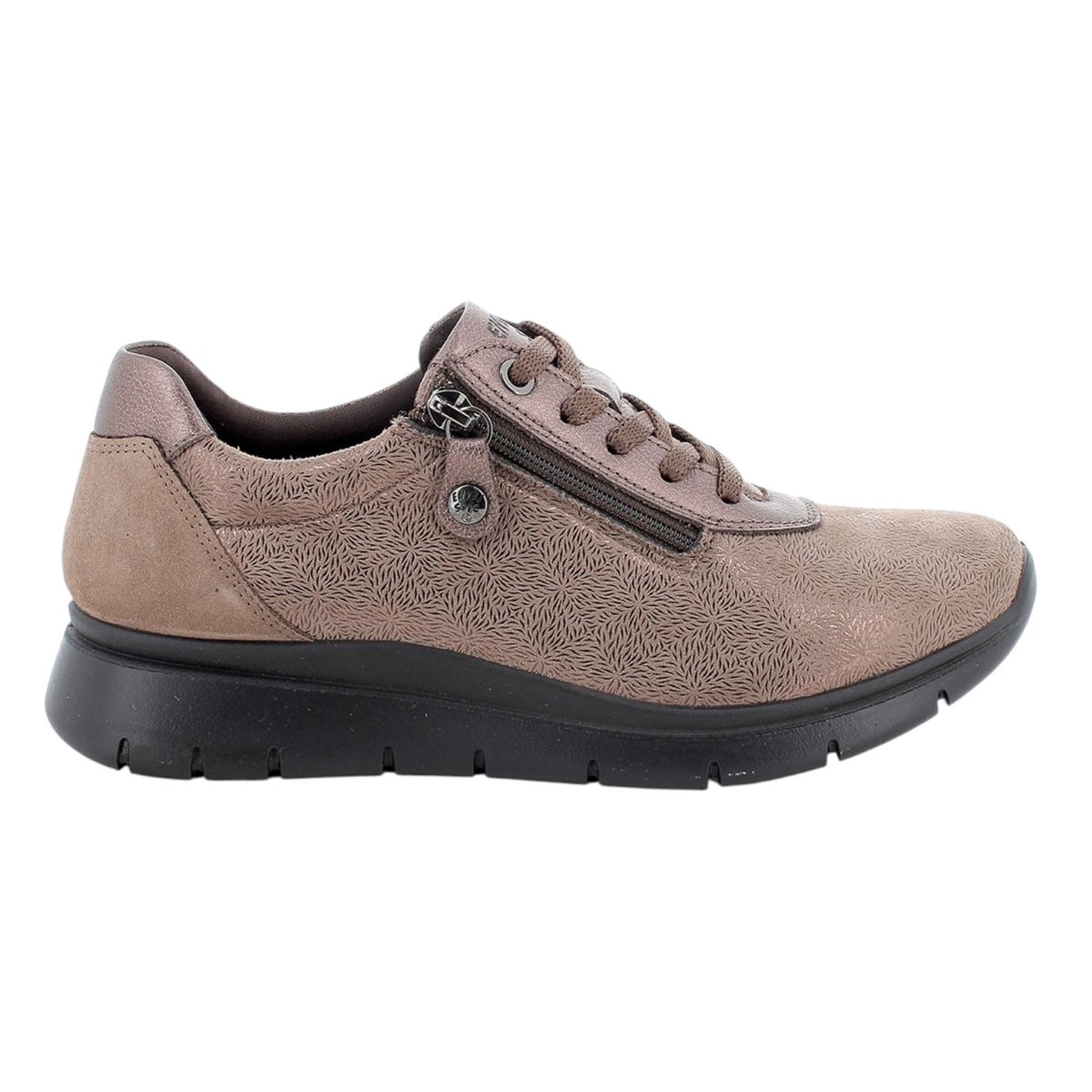 Enval Soft Sneakers Donna in Tessuto e Pelle Tortora con Accessorio