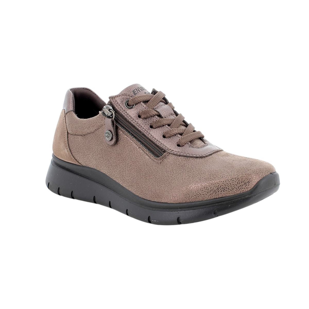 Enval Soft Sneakers Donna in Tessuto e Pelle Tortora con Accessorio