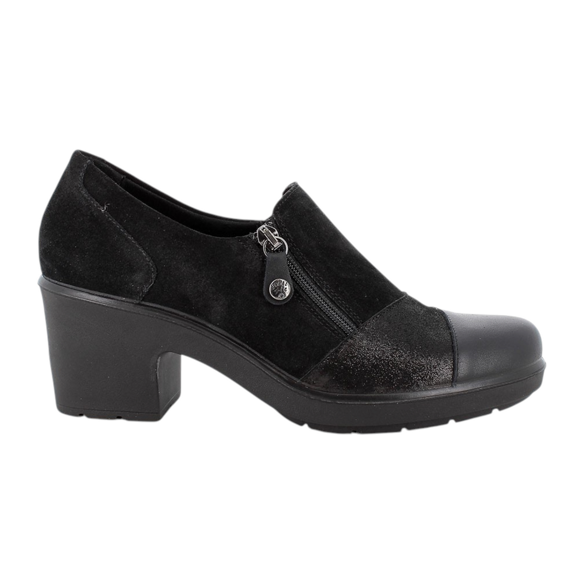 Enval Soft Stivaletto alla Caviglia Donna Nero in Camoscio e Pelle con Tacco di 70mm