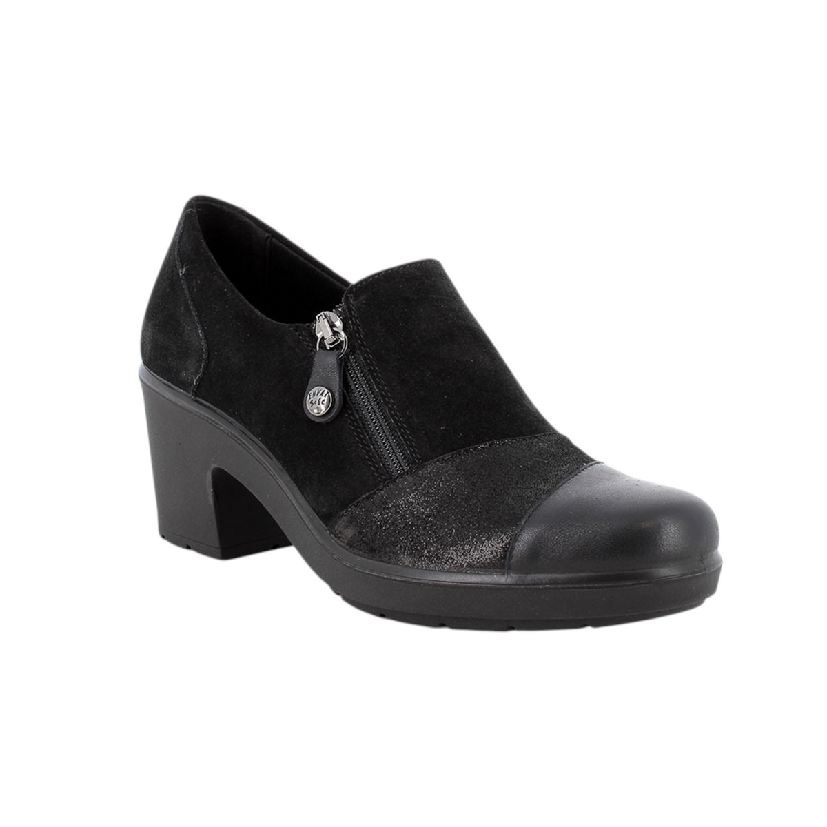 Enval Soft Stivaletto alla Caviglia Donna Nero in Camoscio e Pelle con Tacco di 70mm