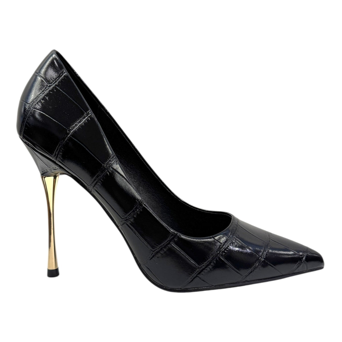 Gold&Gold Dècollettè Donna Nera Effetto Cocco con Tacco Alto 110mm