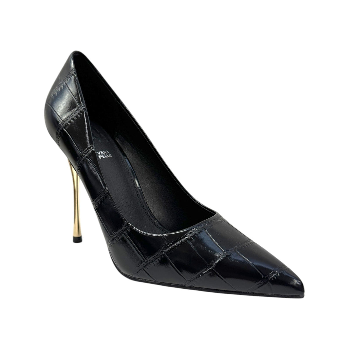 Gold&Gold Dècollettè Donna Nera Effetto Cocco con Tacco Alto 110mm