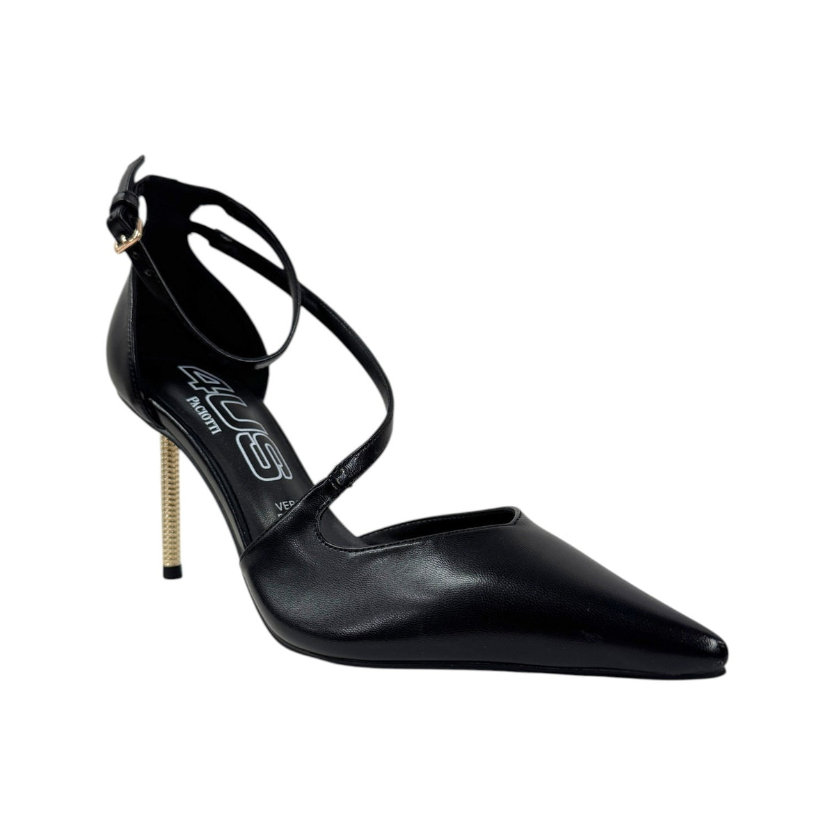 4Us Dècollettè Braccialetto Donna Nero con Tacco a Stiletto Alto 85mm
