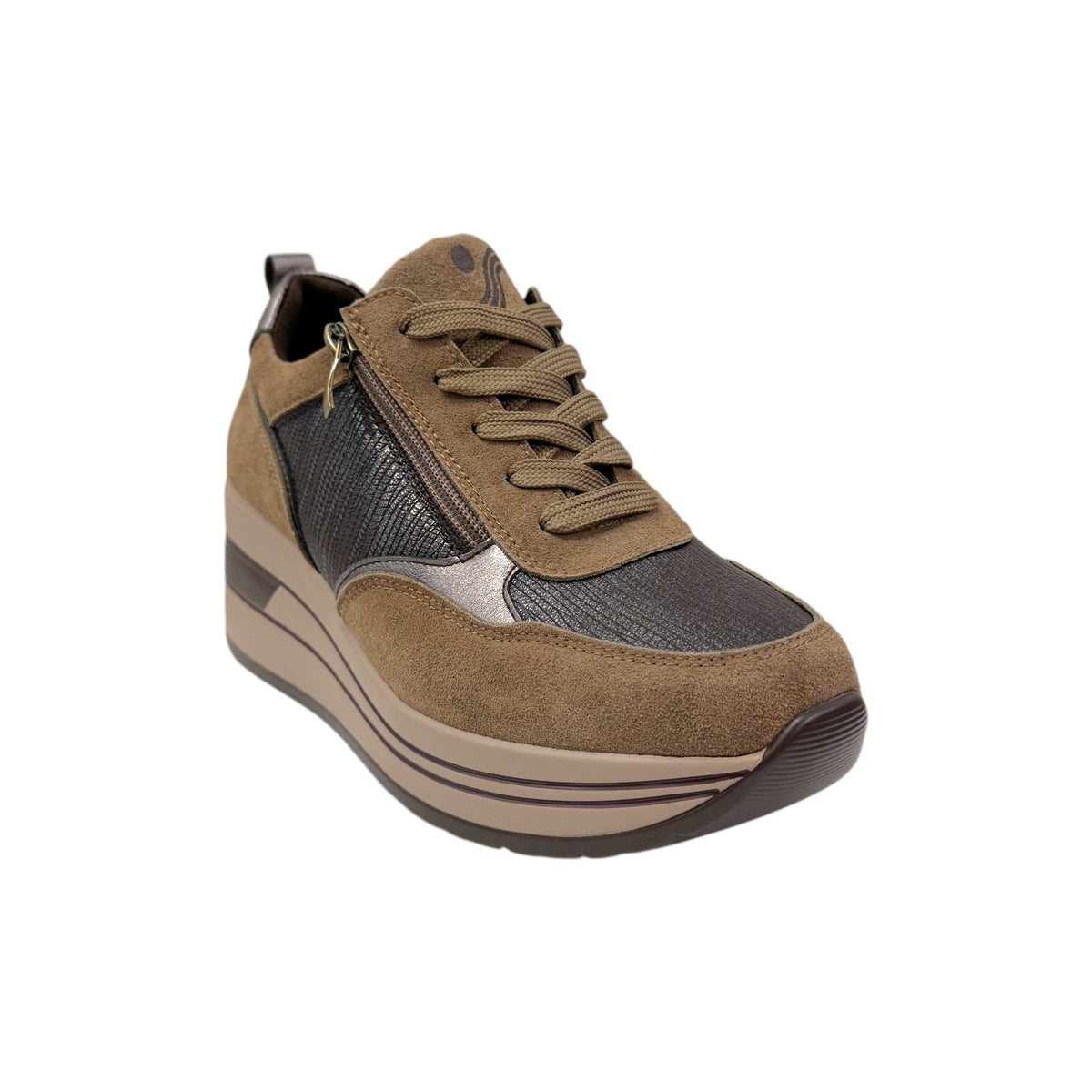 Susimoda Sneakers Donna Tortora con Zeppa 70mm e Lacci con Zip