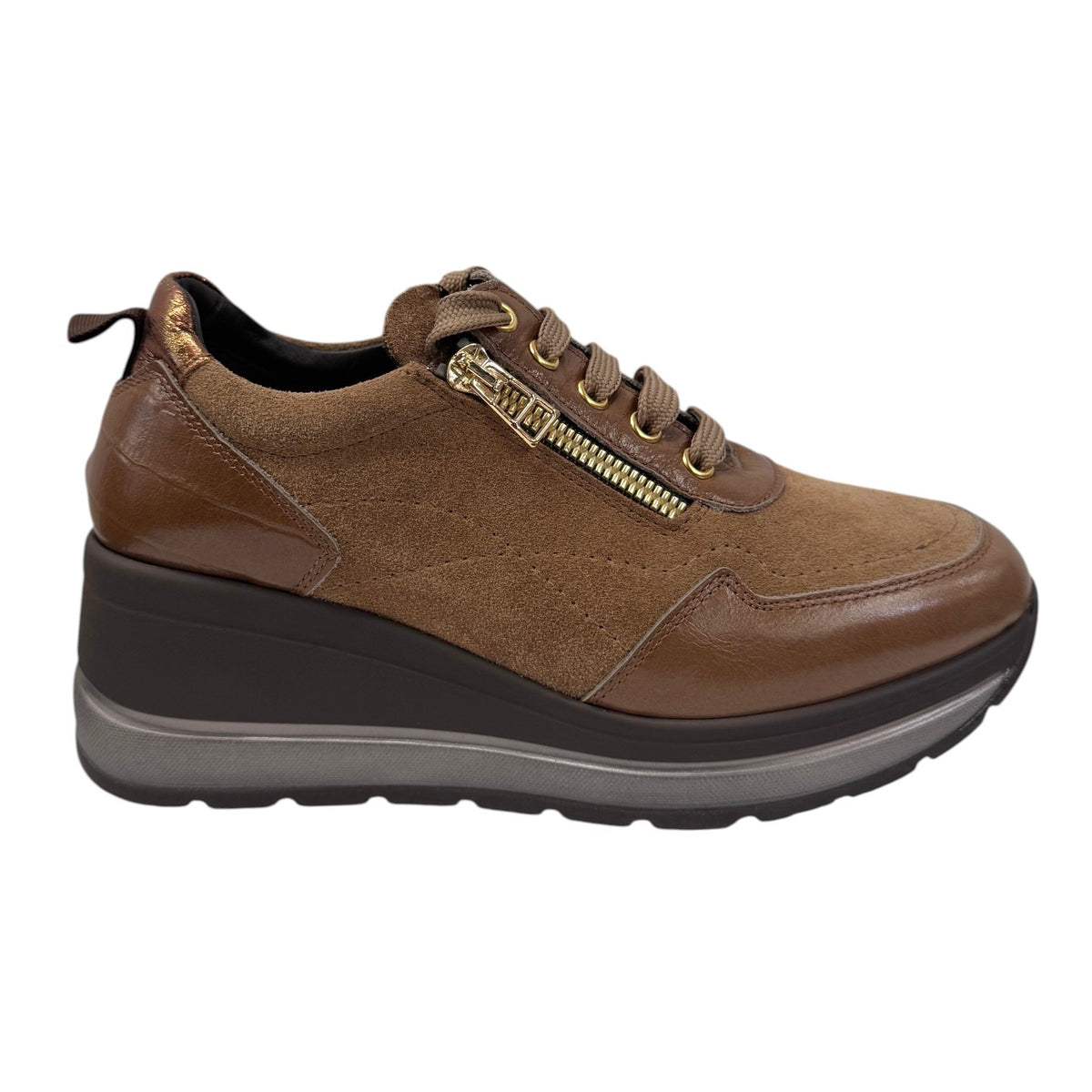 Melluso Sneakers Donna Marrone con Zeppa Alta 70mm
