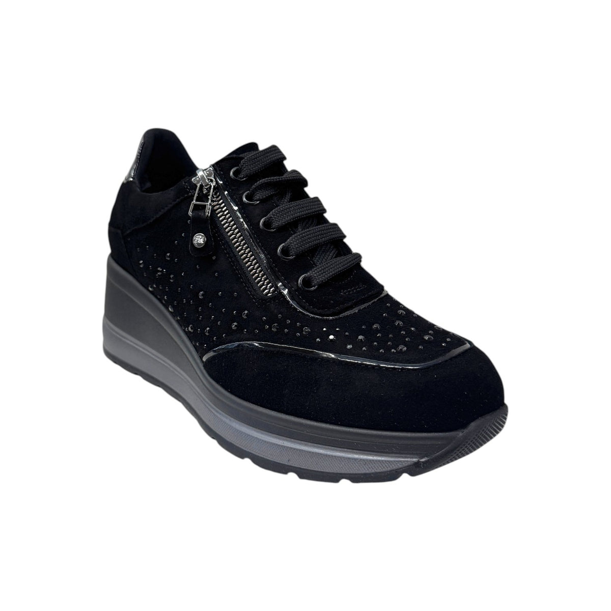 Melluso Sneakers Donna Nera con Strass e Zeppa Alta 70mm