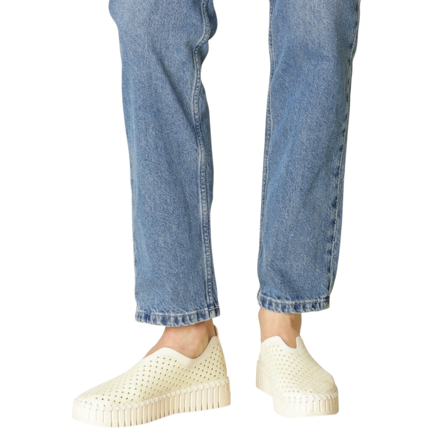 Ilse Jacobsen Tulip Mocassino Donna Platform Traforato Crema